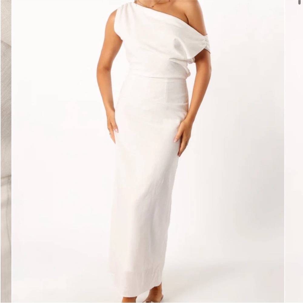 Asymmetrical White Maxi Dress
